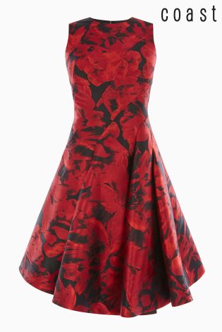 Coast Red Monique Jacquard Dress